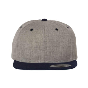 YP Classics - Premium Flat Bill Snapback Cap - 6089M - Heather Grey/ Navy