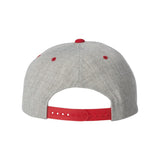 YP Classics - Premium Flat Bill Snapback Cap - 6089M - Heather Grey/ Red