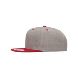 YP Classics - Premium Flat Bill Snapback Cap - 6089M - Heather Grey/ Red