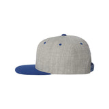 YP Classics - Premium Flat Bill Snapback Cap - 6089M - Heather Grey/ Royal