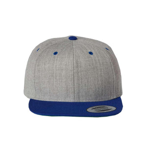 YP Classics - Premium Flat Bill Snapback Cap - 6089M - Heather Grey/ Royal