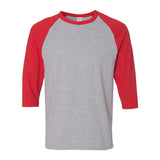 Gildan - Unisex Heavy Cotton™ Raglan Three-Quarter Sleeve T-Shirt - 5700 - Sport Grey/ Red