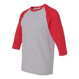 Gildan - Unisex Heavy Cotton™ Raglan Three-Quarter Sleeve T-Shirt - 5700 - Sport Grey/ Red