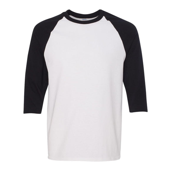 Gildan - Unisex Heavy Cotton™ Raglan Three-Quarter Sleeve T-Shirt - 5700 - White/ Black