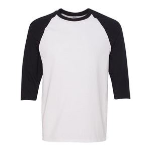 Gildan - Heavy Cotton™ Raglan Three-Quarter Sleeve T-Shirt - 5700 - White/ Black