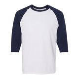 Gildan - Unisex Heavy Cotton™ Raglan Three-Quarter Sleeve T-Shirt - 5700 - White/ Navy