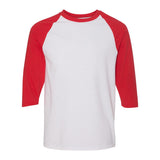 Gildan - Heavy Cotton™ Raglan Three-Quarter Sleeve T-Shirt - 5700 - White/ Red