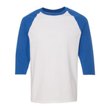 Gildan - Unisex Heavy Cotton™ Raglan Three-Quarter Sleeve T-Shirt - 5700 - White/ Royal