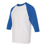 Gildan - Unisex Heavy Cotton™ Raglan Three-Quarter Sleeve T-Shirt - 5700 - White/ Royal