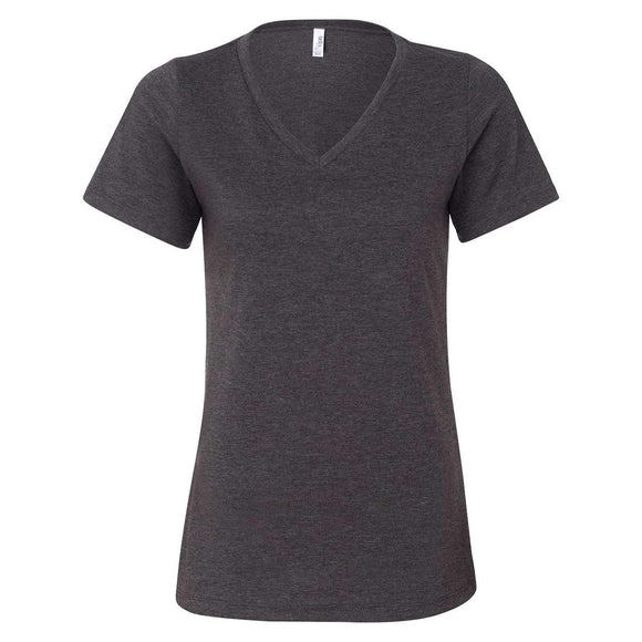 BELLA + CANVAS - Women's Relaxed Heather CVC V-Neck Tee - 6405CVC - Dark Grey Heather