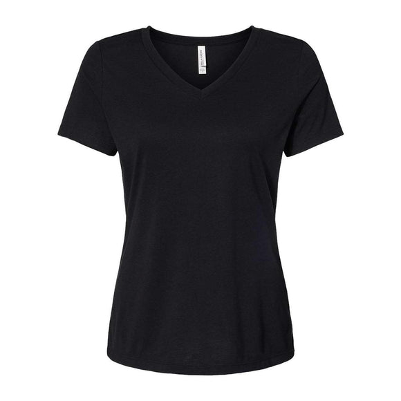 BELLA + CANVAS - Women's Relaxed Triblend Short Sleeve V-Neck Tee - 6415 - Solid Black Triblend