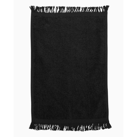 Q-Tees - Fringed Fingertip Towel - T100 - Black