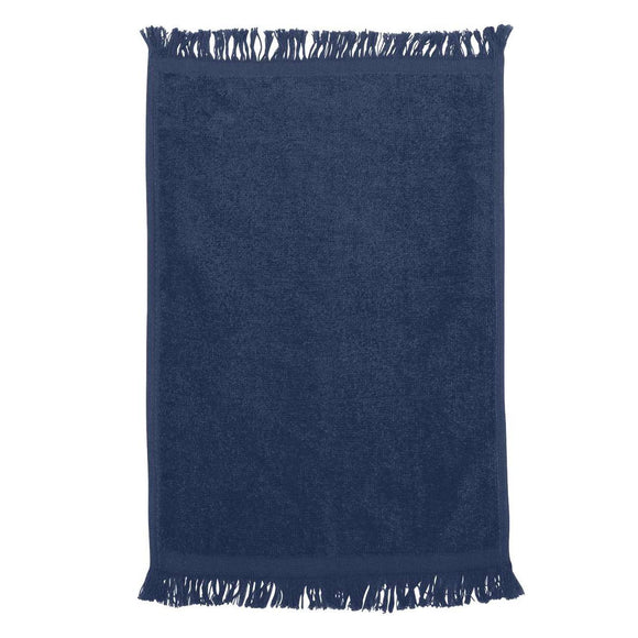 Q-Tees - Fringed Fingertip Towel - T100 - Navy