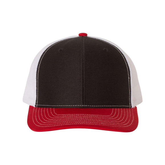 Richardson - Snapback Trucker Cap - 112 - Black/ White/ Red