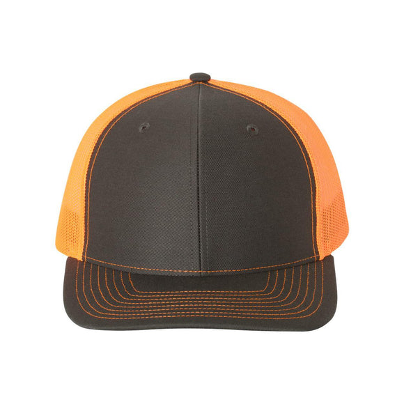 Richardson - Snapback Trucker Cap - 112 - Charcoal/ Neon Orange