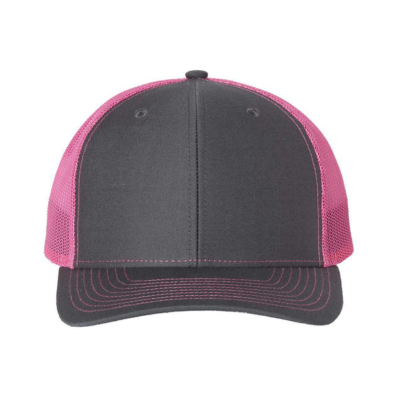 Richardson - Snapback Trucker Cap - 112 - Charcoal/ Neon Pink