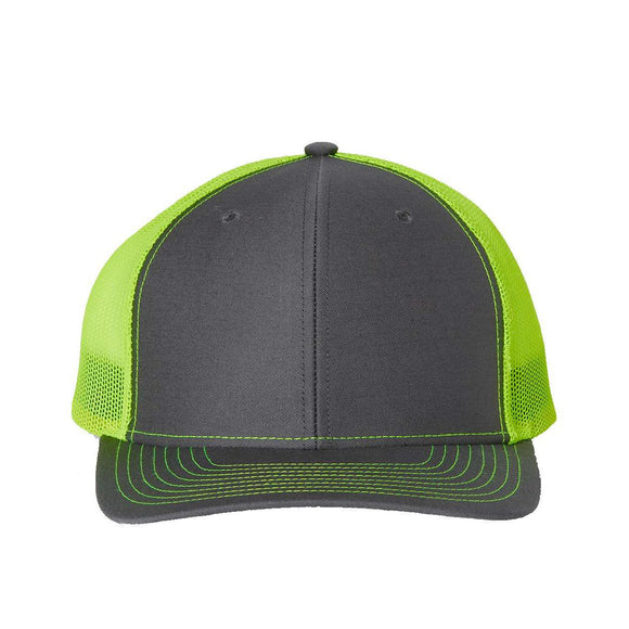 Richardson - Snapback Trucker Cap - 112 - Charcoal/ Neon Yellow