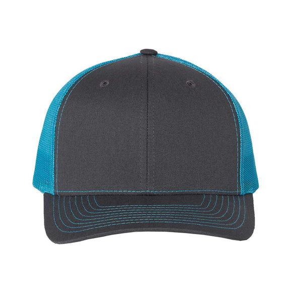 Richardson - Snapback Trucker Cap - 112 - Charcoal/ Neon Blue