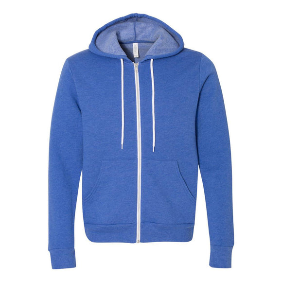 BELLA + CANVAS - Unisex Sponge Fleece Full-Zip Hoodie Sweatshirt - 3739 - Heather True Royal