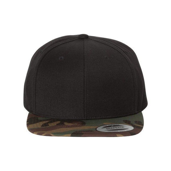 YP Classics - Premium Flat Bill Snapback Cap - 6089M - Black/ Camo