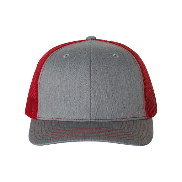 Richardson - Snapback Trucker Cap - 112 - Heather Grey/ Red