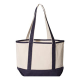 Q-Tees - 20L Small Deluxe Tote - Q125800 - Natural/ Navy