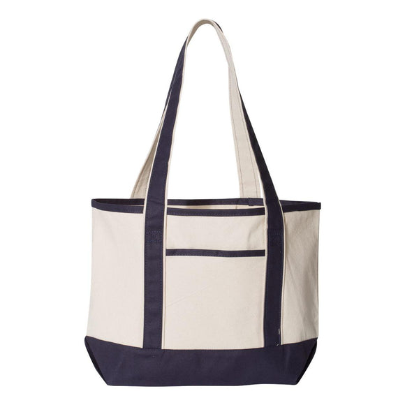 Q-Tees - 20L Small Deluxe Tote - Q125800 - Natural/ Navy