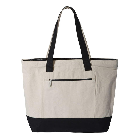 Q-Tees - 19L Zippered Tote - Q1300 - Natural/ Black