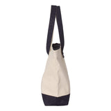 Q-Tees - 19L Zippered Tote - Q1300 - Natural/ Navy
