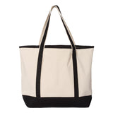 Q-Tees - 34.6L Large Canvas Deluxe Tote - Q1500 - Natural/ Black