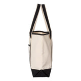 Q-Tees - 34.6L Large Canvas Deluxe Tote - Q1500 - Natural/ Black