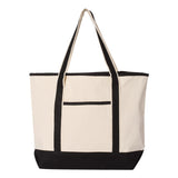 Q-Tees - 34.6L Large Canvas Deluxe Tote - Q1500 - Natural/ Black