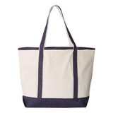 Q-Tees - 34.6L Large Canvas Deluxe Tote - Q1500 - Natural/ Navy