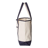 Q-Tees - 34.6L Large Canvas Deluxe Tote - Q1500 - Natural/ Navy
