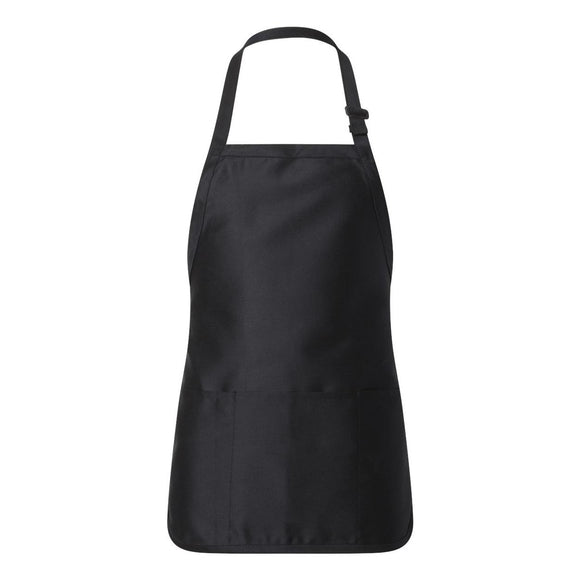 Q-Tees - Full-Length Apron with Pouch Pocket - Q4250 - Black