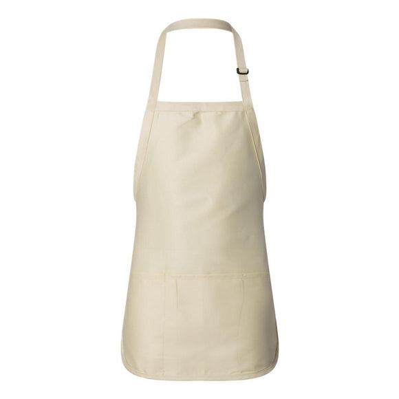 Q-Tees - Full-Length Apron with Pouch Pocket - Q4250 - Natural