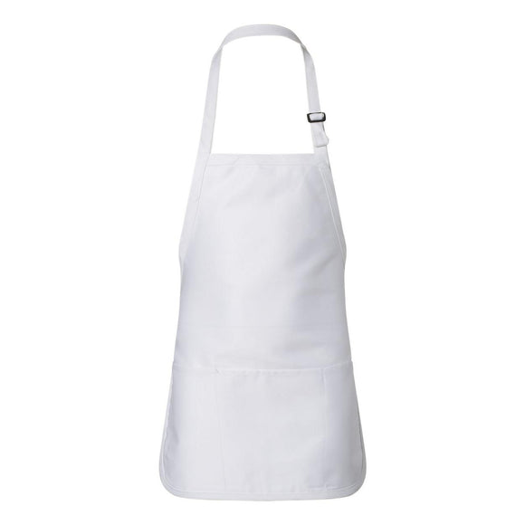 Q-Tees - Full-Length Apron with Pouch Pocket - Q4250 - White