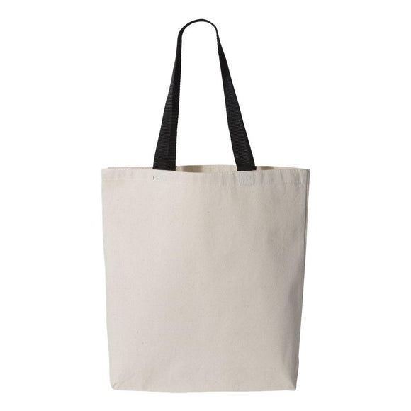 Q-Tees - 11L Canvas Tote with Contrast-Color Handles - Q4400 - Natural/ Black