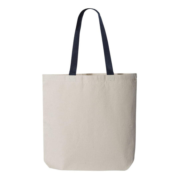 Q-Tees - 11L Canvas Tote with Contrast-Color Handles - Q4400 - Natural/ Navy