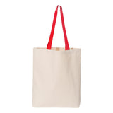 Q-Tees - 11L Canvas Tote with Contrast-Color Handles - Q4400 - Natural/ Red