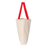 Q-Tees - 11L Canvas Tote with Contrast-Color Handles - Q4400 - Natural/ Red