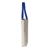 Q-Tees - 11L Canvas Tote with Contrast-Color Handles - Q4400 - Natural/ Royal