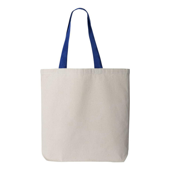 Q-Tees - 11L Canvas Tote with Contrast-Color Handles - Q4400 - Natural/ Royal