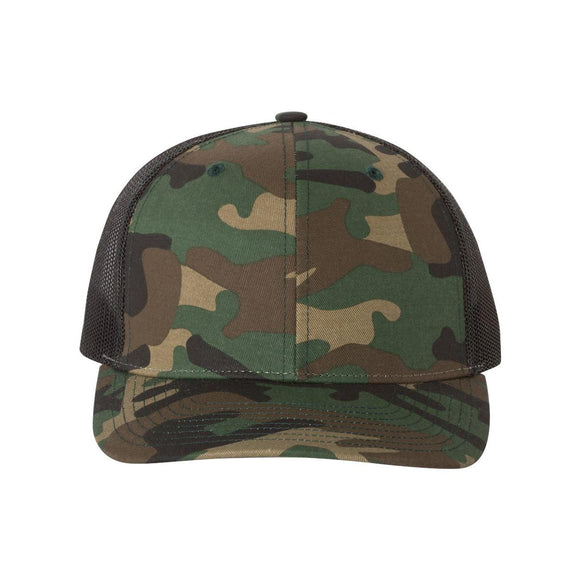 Richardson - Printed Trucker Cap - 112P - Army Camo/ Black