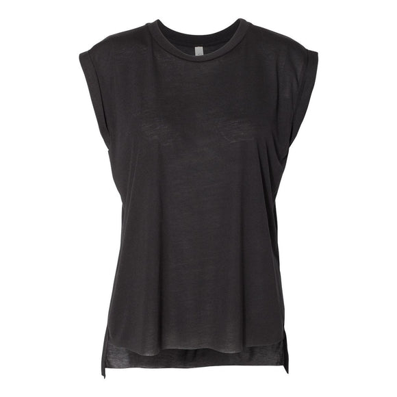 BELLA + CANVAS - Women’s Flowy Rolled Cuffs Muscle Tee - 8804 - Black