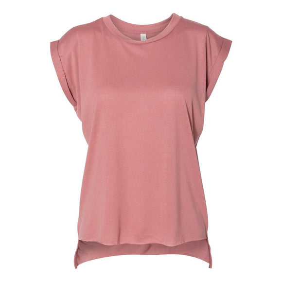 BELLA + CANVAS - Women’s Flowy Rolled Cuffs Muscle Tee - 8804 - Mauve