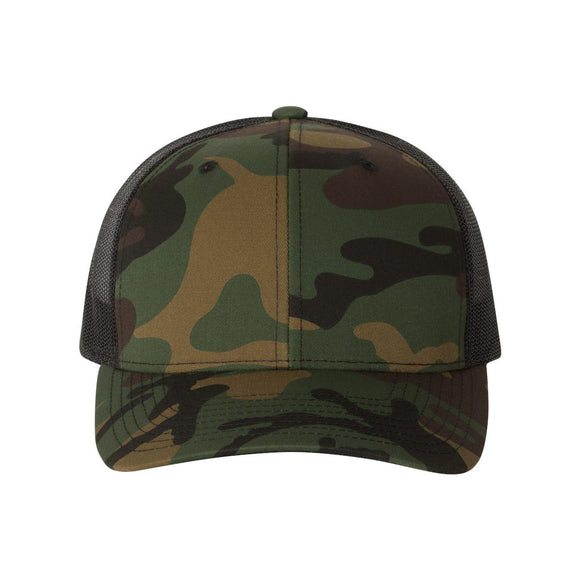 YP Classics - Retro Trucker Cap - 6606 - Green Camo/ Black