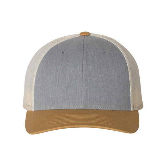 Richardson - Low Pro Trucker Cap - 115 - Heather Grey/ Birch/ Amber Gold