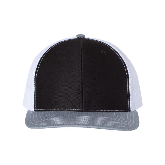 Richardson - Snapback Trucker Cap - 112 - Black/ White/ Heather Grey