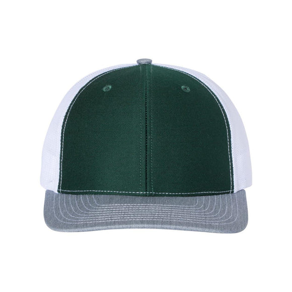 Richardson - Snapback Trucker Cap - 112 - Dark Green/ White/ Heather Grey